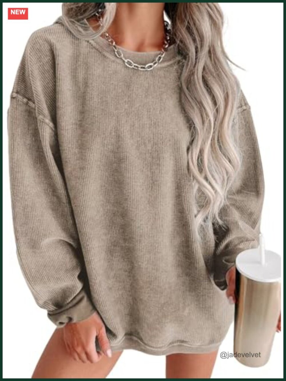 Corduroy Sweatshirt Oversized Crewneck Long Sleeve Pullover Fall Winter